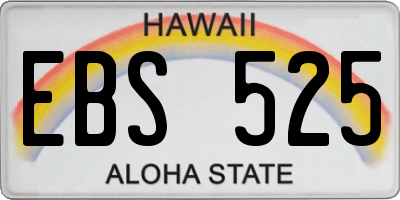 HI license plate EBS525