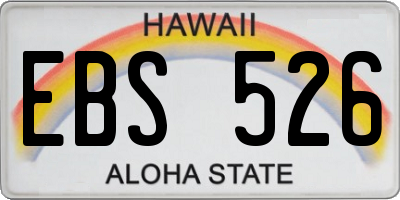 HI license plate EBS526