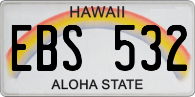 HI license plate EBS532