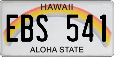 HI license plate EBS541