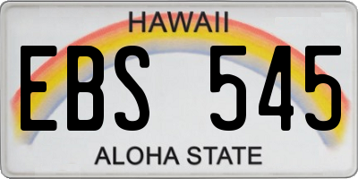 HI license plate EBS545