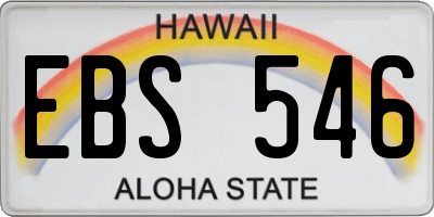HI license plate EBS546