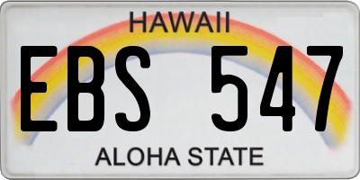 HI license plate EBS547