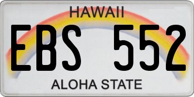 HI license plate EBS552