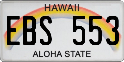 HI license plate EBS553