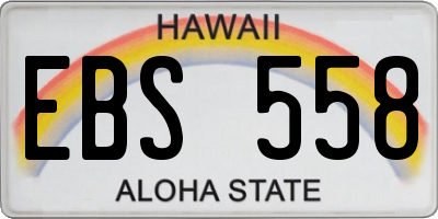 HI license plate EBS558