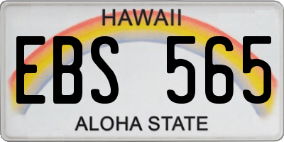 HI license plate EBS565