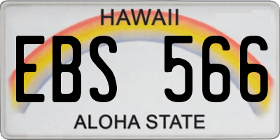 HI license plate EBS566