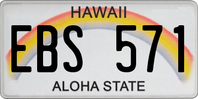 HI license plate EBS571