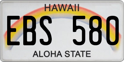 HI license plate EBS580