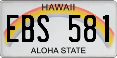 HI license plate EBS581