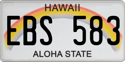 HI license plate EBS583