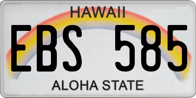 HI license plate EBS585