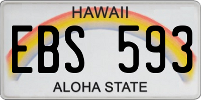 HI license plate EBS593