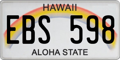 HI license plate EBS598