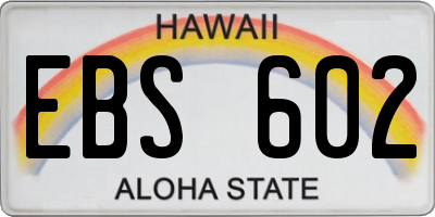 HI license plate EBS602