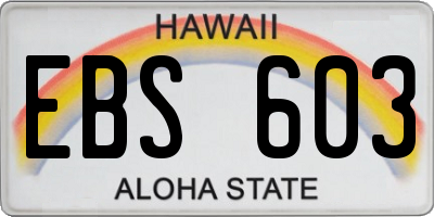 HI license plate EBS603