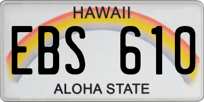HI license plate EBS610