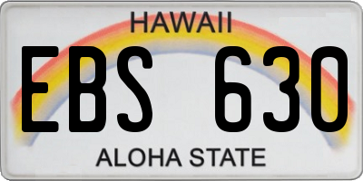 HI license plate EBS630