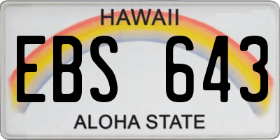 HI license plate EBS643
