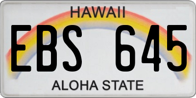 HI license plate EBS645