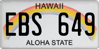 HI license plate EBS649