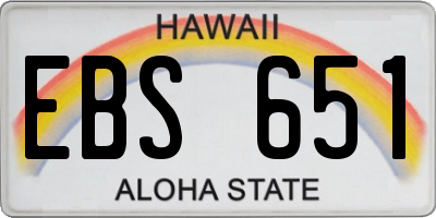 HI license plate EBS651