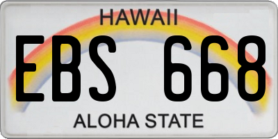 HI license plate EBS668