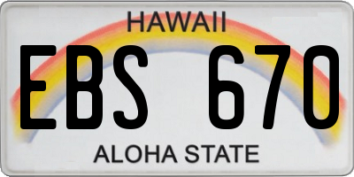 HI license plate EBS670