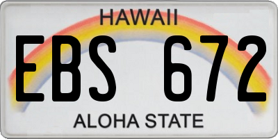 HI license plate EBS672