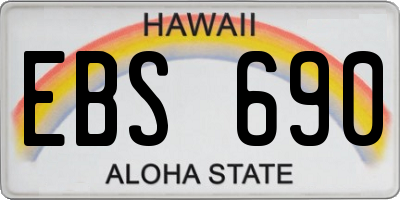 HI license plate EBS690