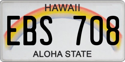 HI license plate EBS708