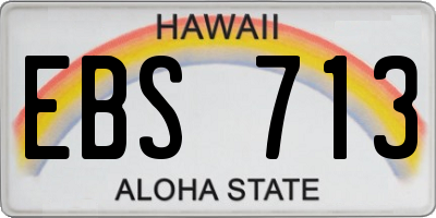 HI license plate EBS713