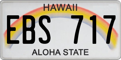HI license plate EBS717