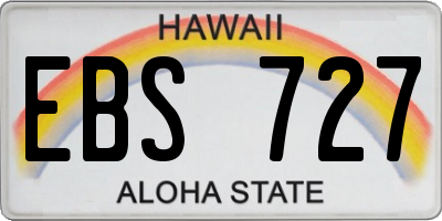 HI license plate EBS727