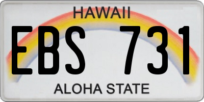 HI license plate EBS731
