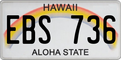 HI license plate EBS736