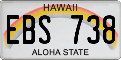 HI license plate EBS738