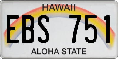 HI license plate EBS751