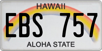 HI license plate EBS757