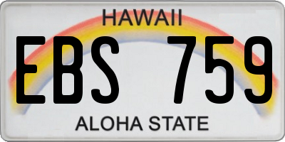 HI license plate EBS759