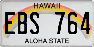 HI license plate EBS764