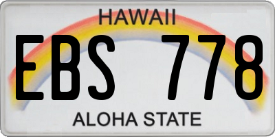 HI license plate EBS778