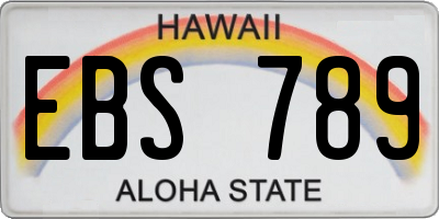 HI license plate EBS789
