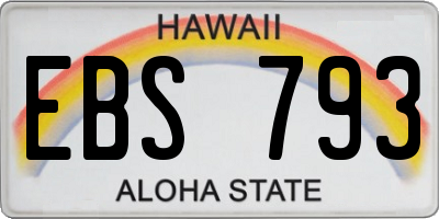HI license plate EBS793