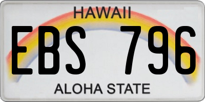 HI license plate EBS796