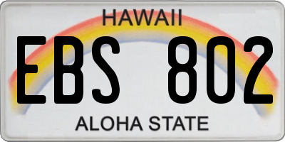 HI license plate EBS802