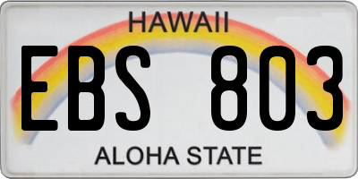 HI license plate EBS803