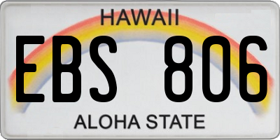 HI license plate EBS806