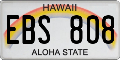 HI license plate EBS808